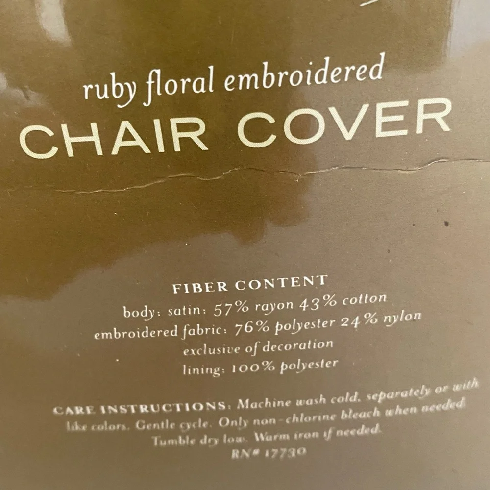 NEW Ruby Floral Embroidered Chair Cover Boho Chic Home Decor Accent Cottagecore